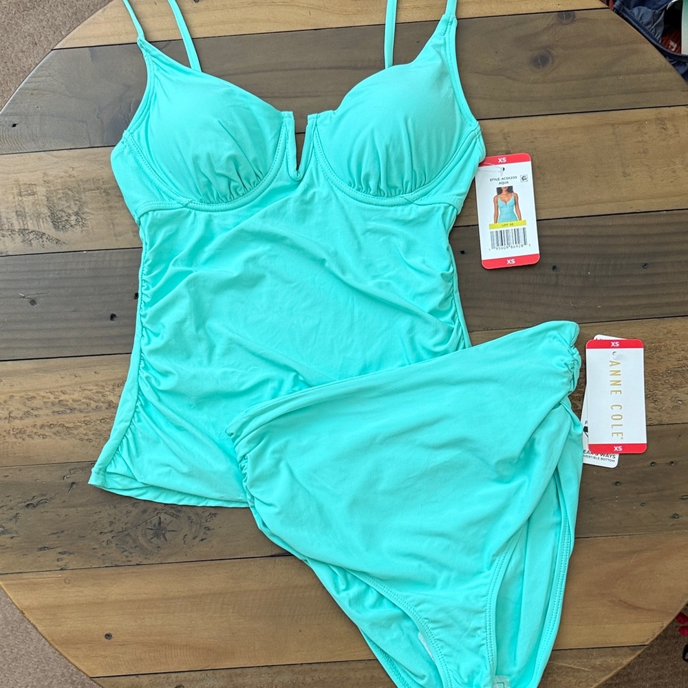 Anne Cole Women's Turquoise Tankini Swimsuit Set - Size XS NWT